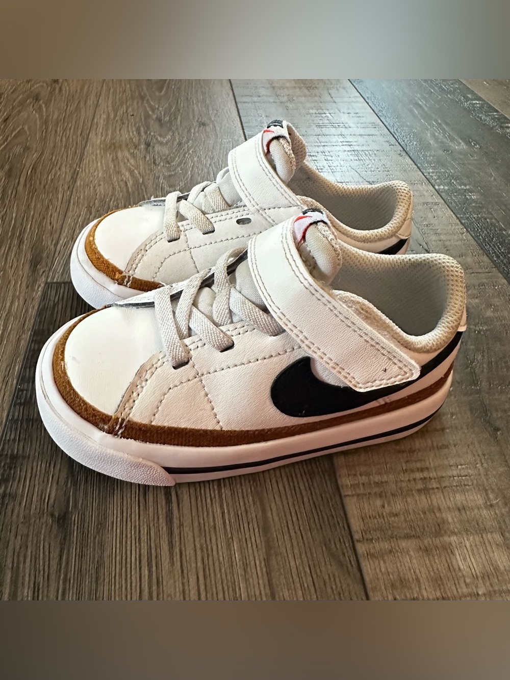 Nike Court Legacy Toddler 7C White Black Desert Ochre Sneakers DA5382-102